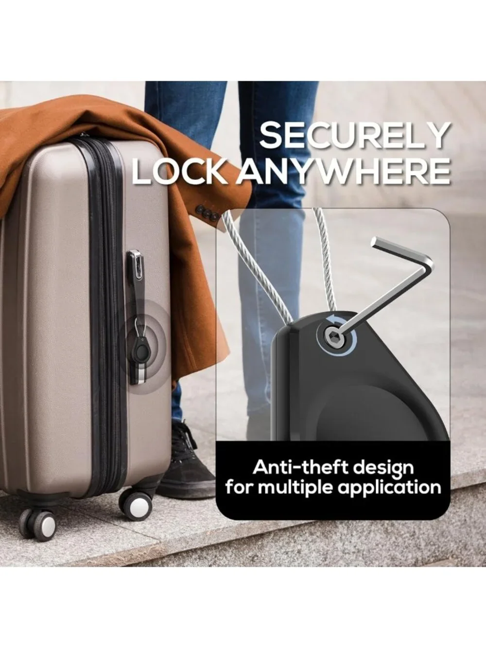 Waterproof Keychain Holder for AirTag - 4 Pack Lock Case with Keyring, Black
